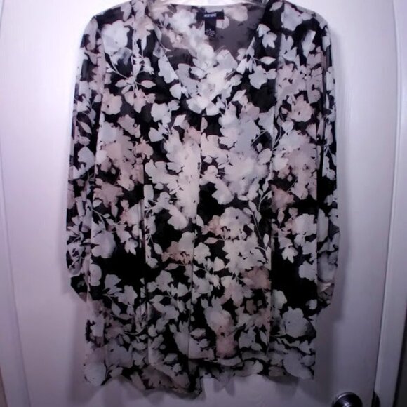 Alfani V-neck Layers Nylon Blouse w/Floral Print: Size: Small - Picture 1 of 12
